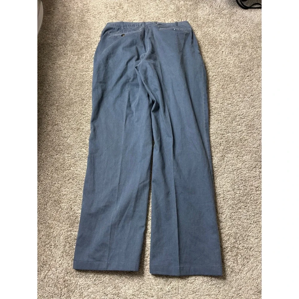 Lewis Creek American Countrywear Mens Blue Pleated Chino Pants 34 Cotton Twill